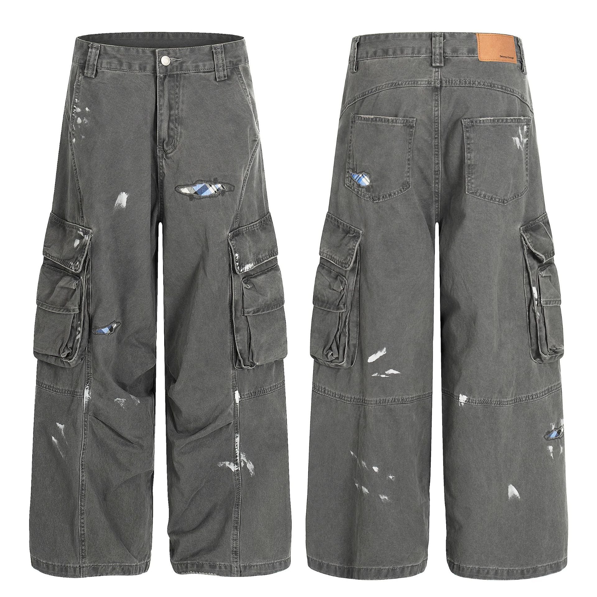 Damage Dirty Wide Leg Curved Cargo Pants