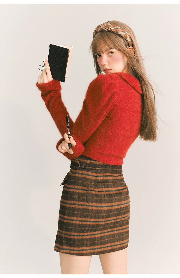 Cropped Round Collar Button Jacket