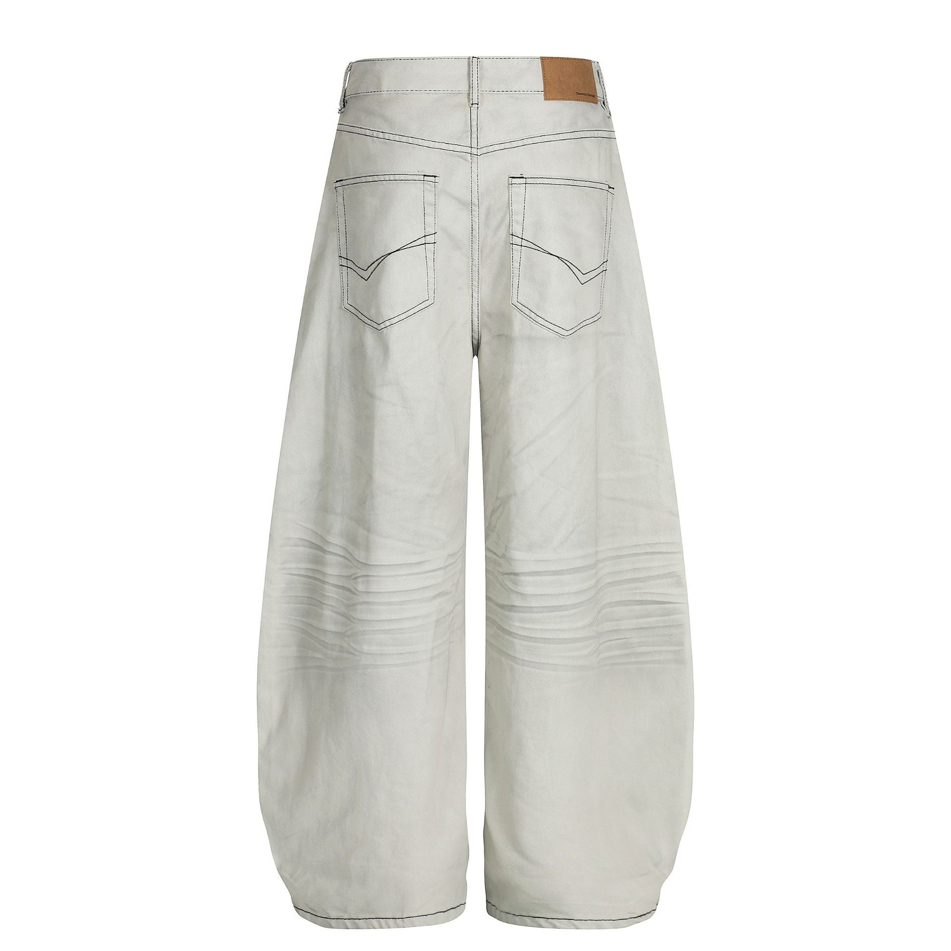 Washed Whisker Barrel Denim Jeans