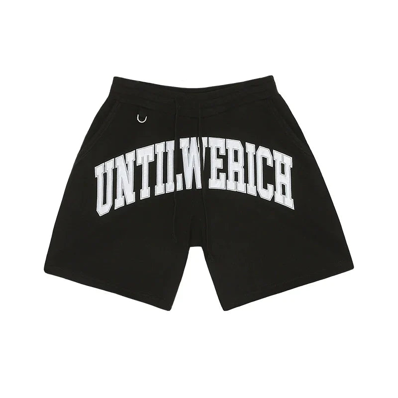 Graphic Letter Drawstring Sporty Short Pants