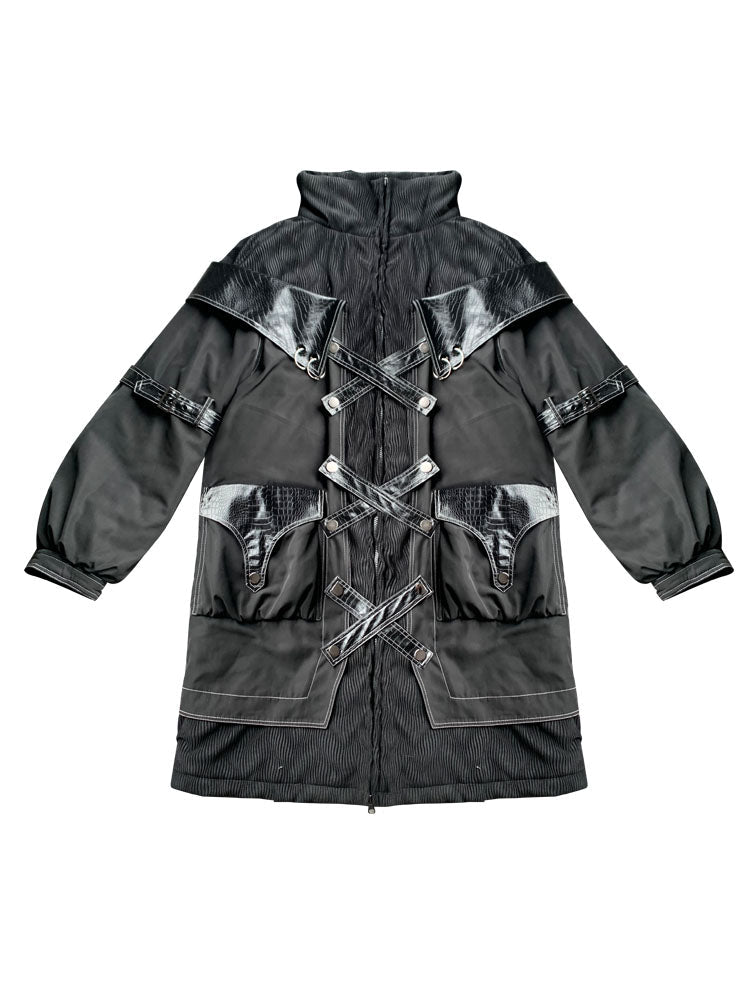 Dark Style Long Thick Padded Coat