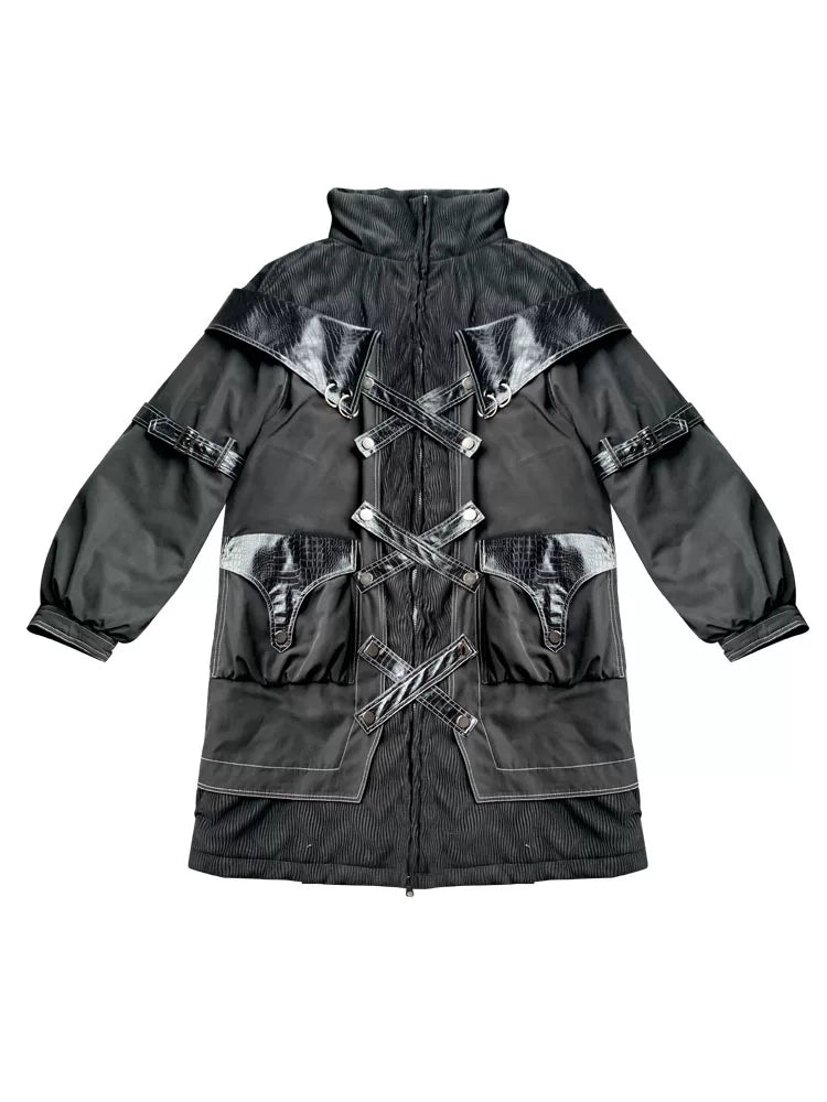 Dark Style Long Thick Padded Coat
