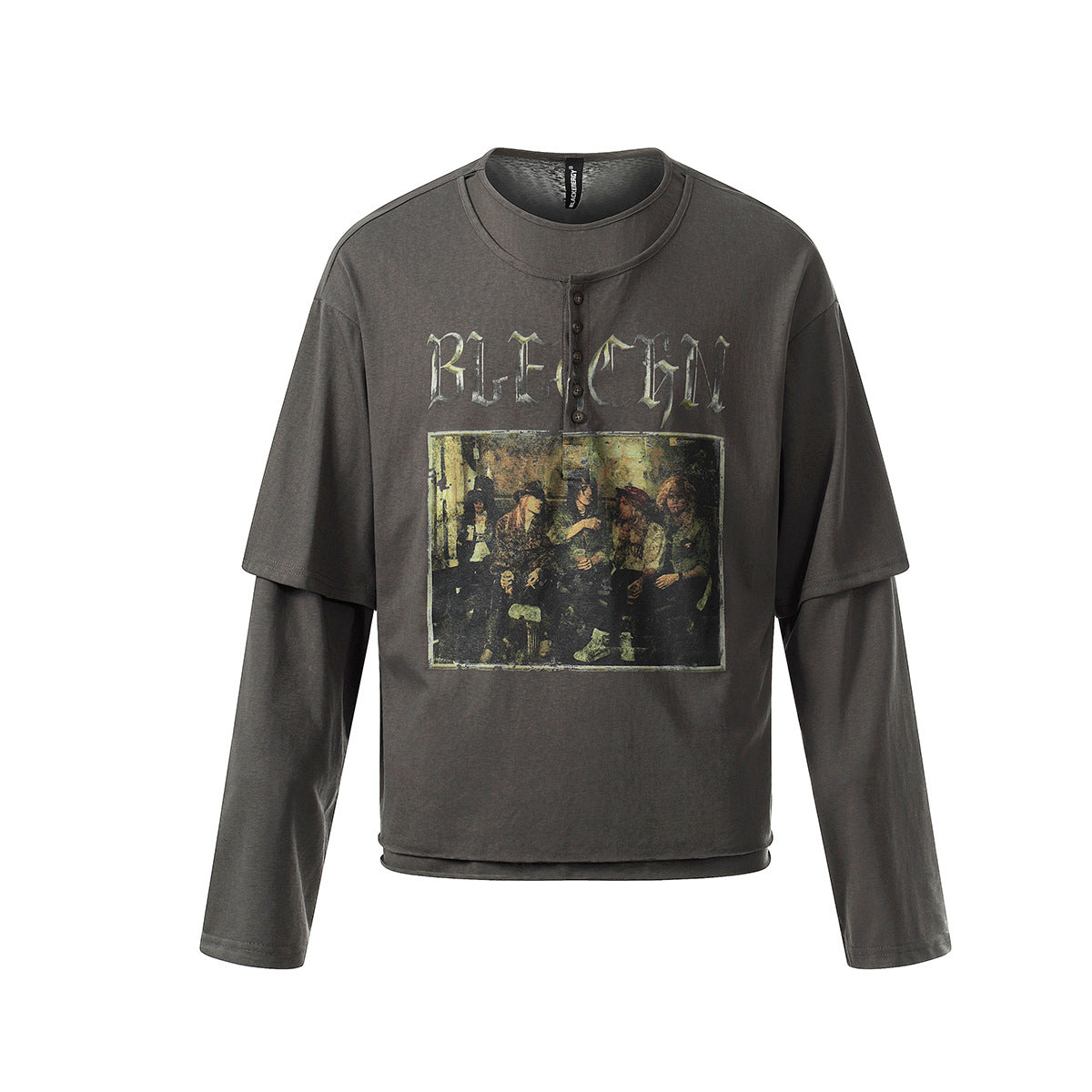 Oversize Fake Layered Long Sleeve T-Shirt