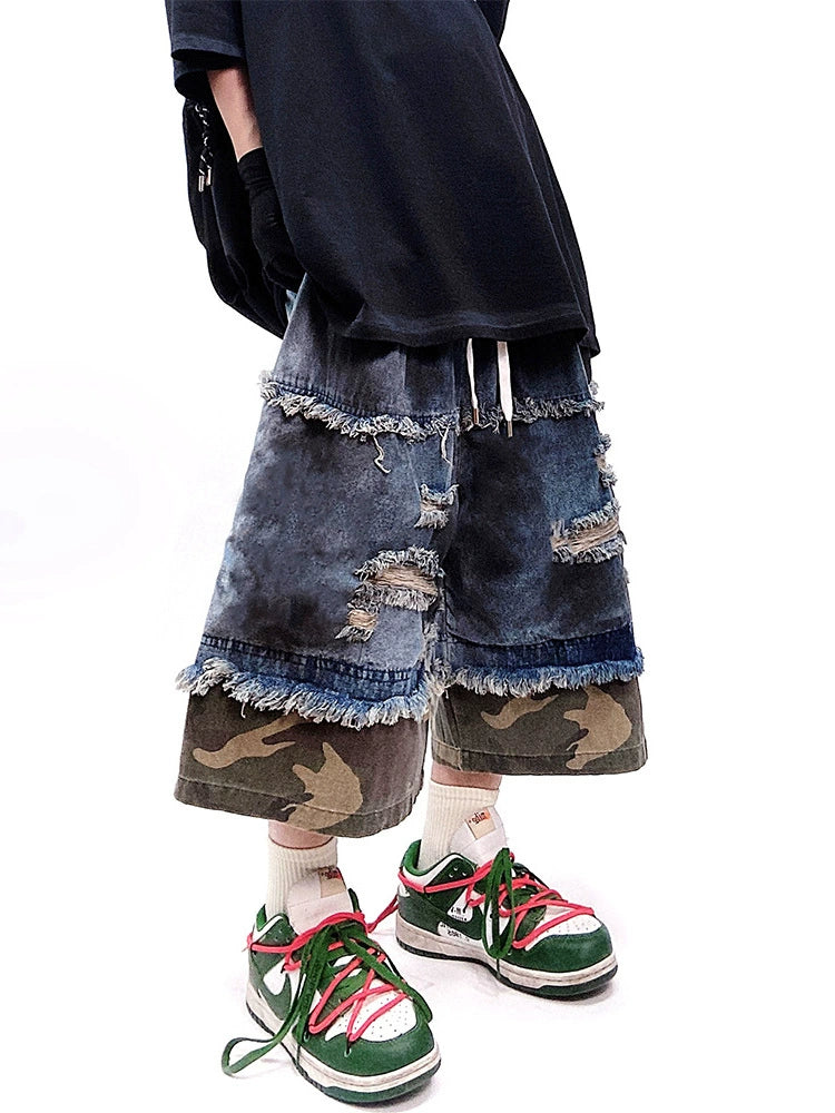 Hip Hop Camouflage Ripped Jorts