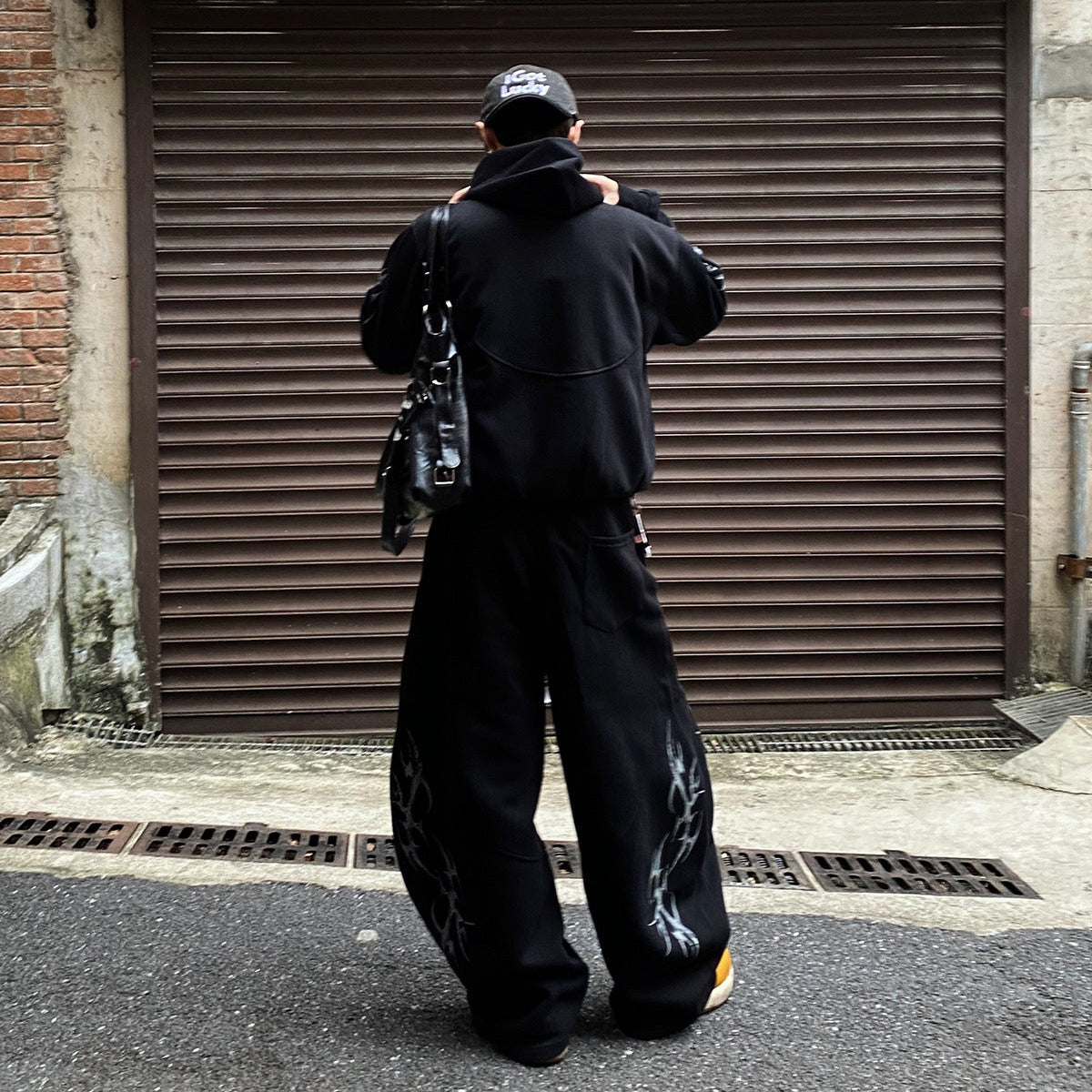 Thorn Print Zipper Hoodie & Thorn Print Wide Leg Sweatpants Setup