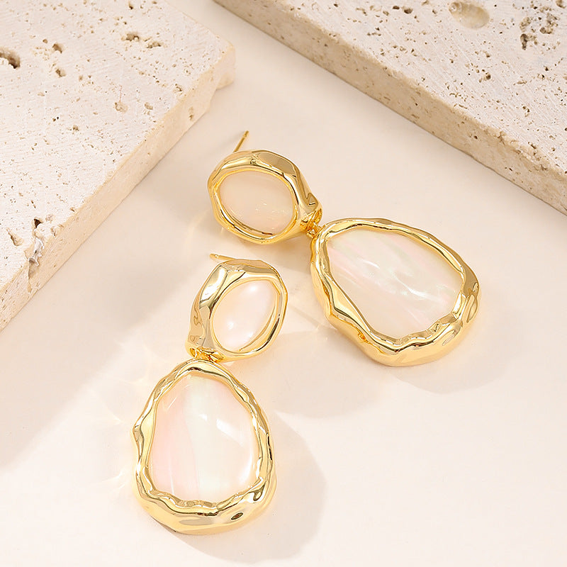 Vintage Irregular ovals Drop-shaped Needle Earrings