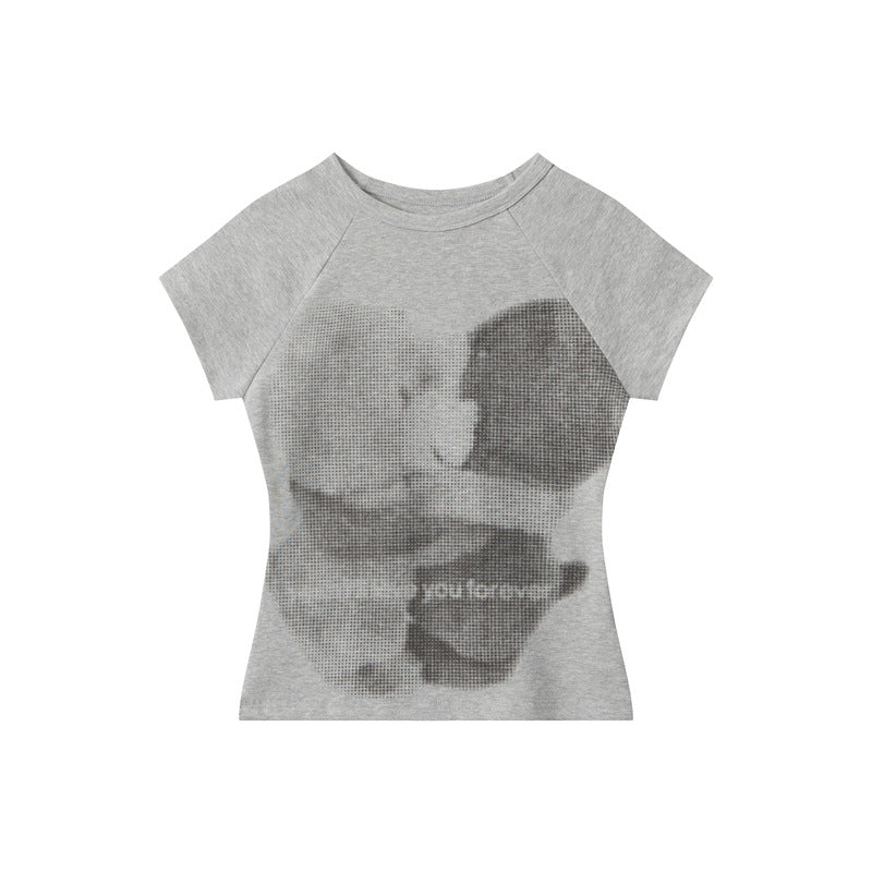 Shoulder Bear Print T-Shirt