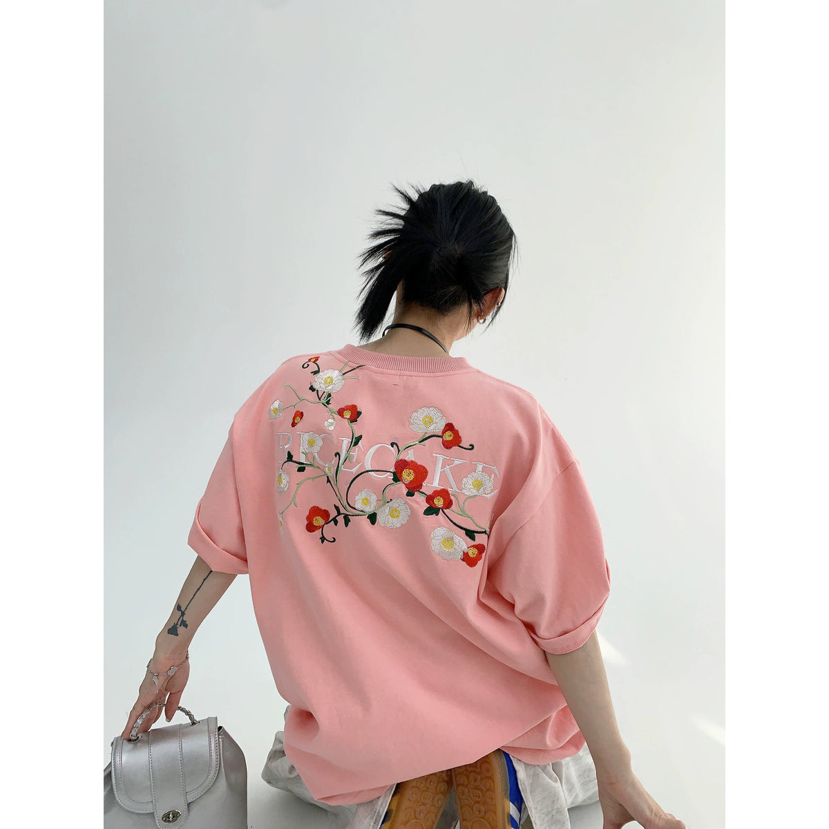 Oversized Flower Print Short Sleeve T-Shirt