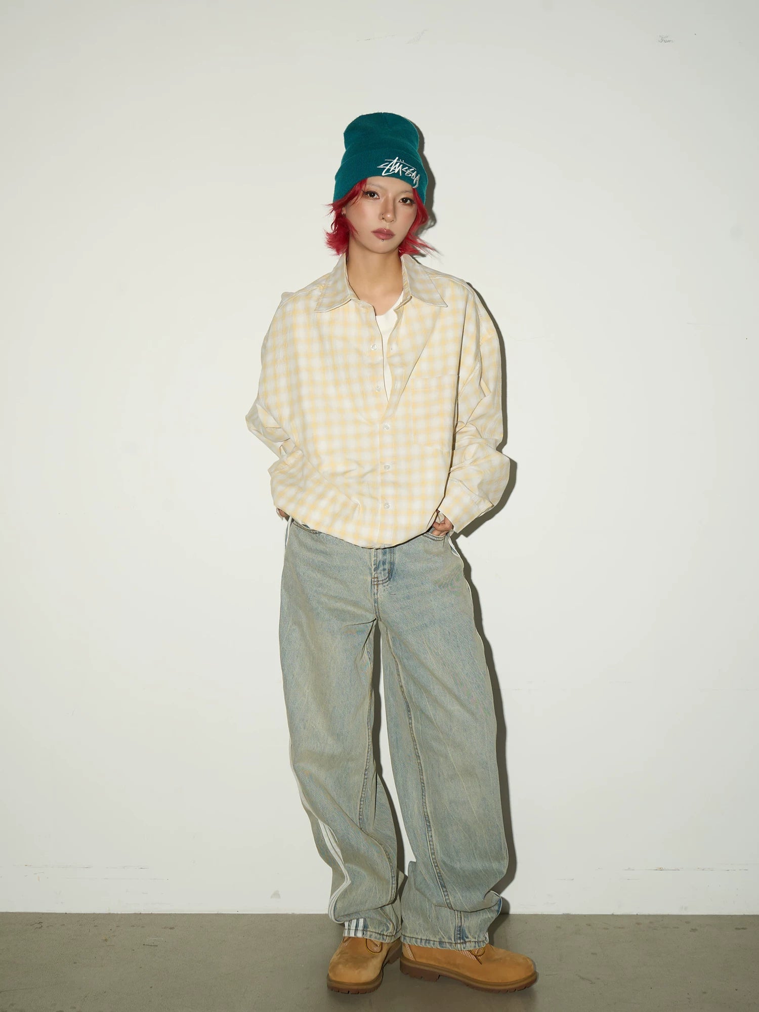 Three-Stripe Damage Denim Jeans