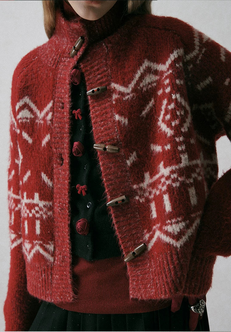 Fair Isle Jacquard Knit Cardigan