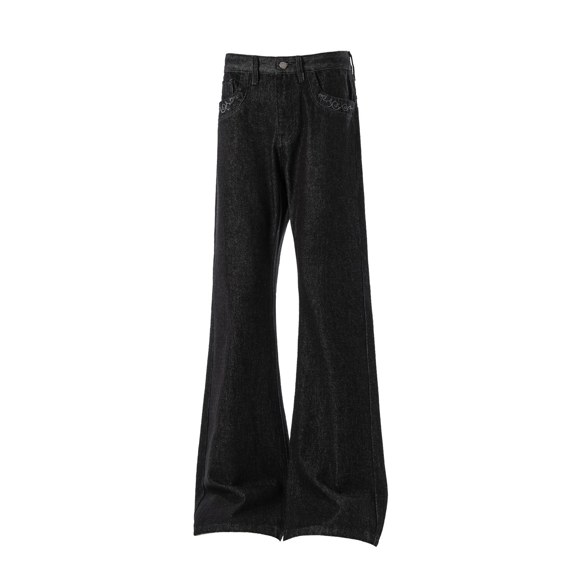 Pocket Embroidery Flare Denim Jeans