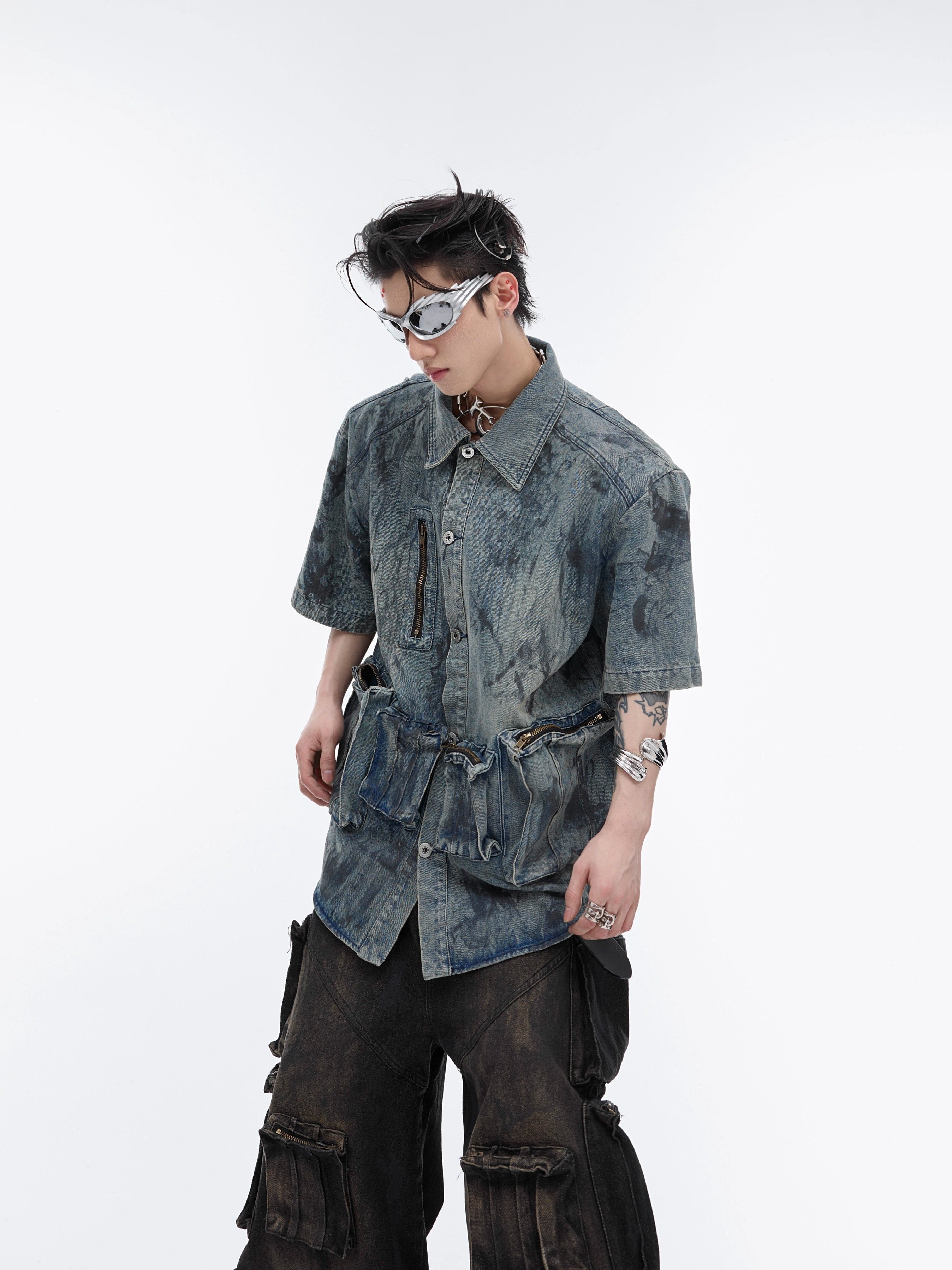 Oversize Paint Denim Shirt Jacket