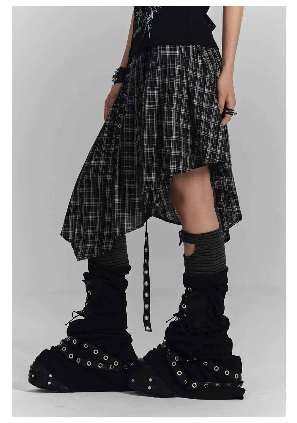 Irregular Plaid A-Line Skirt