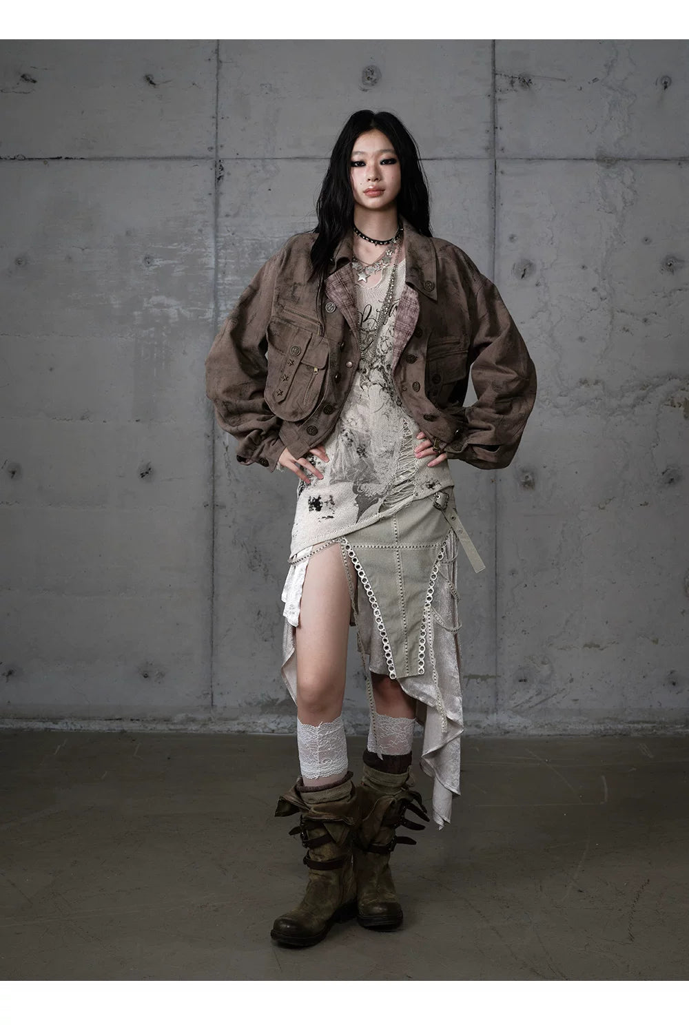 Patchwork Plaid Punk Work Jacket
