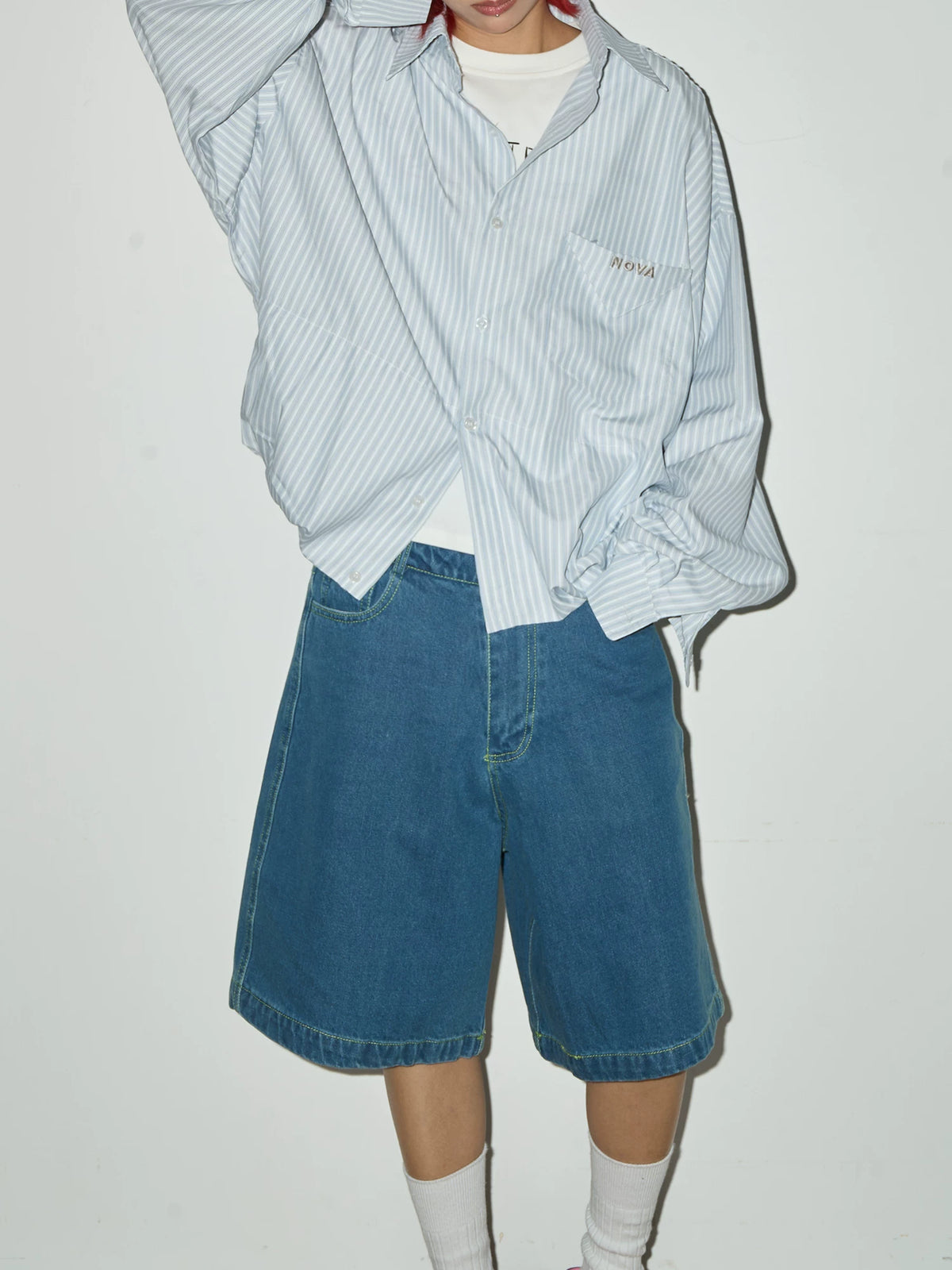 Stripe Oversize Long Sleeve Shirt
