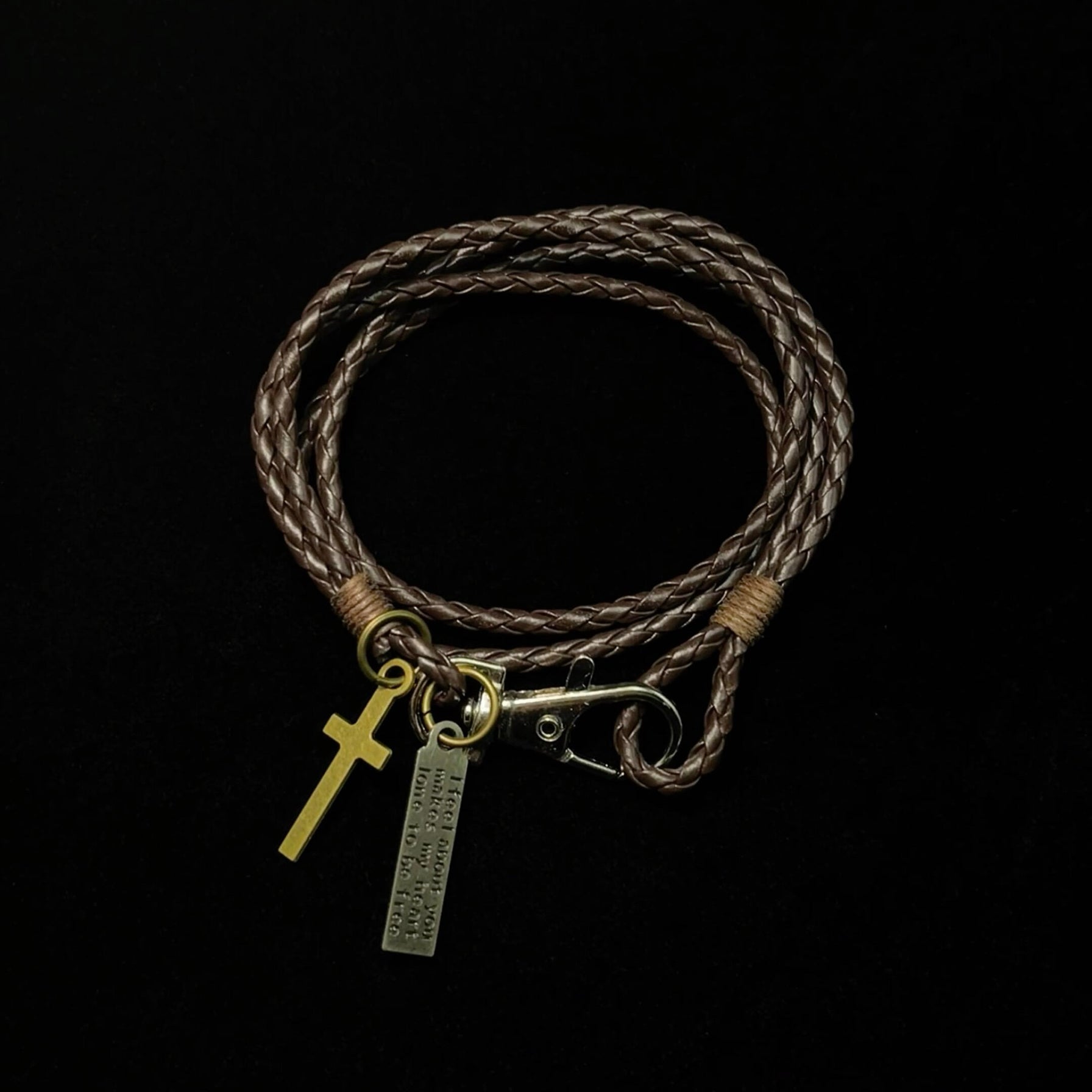 Vintage Leather Rope Cross Bracelet