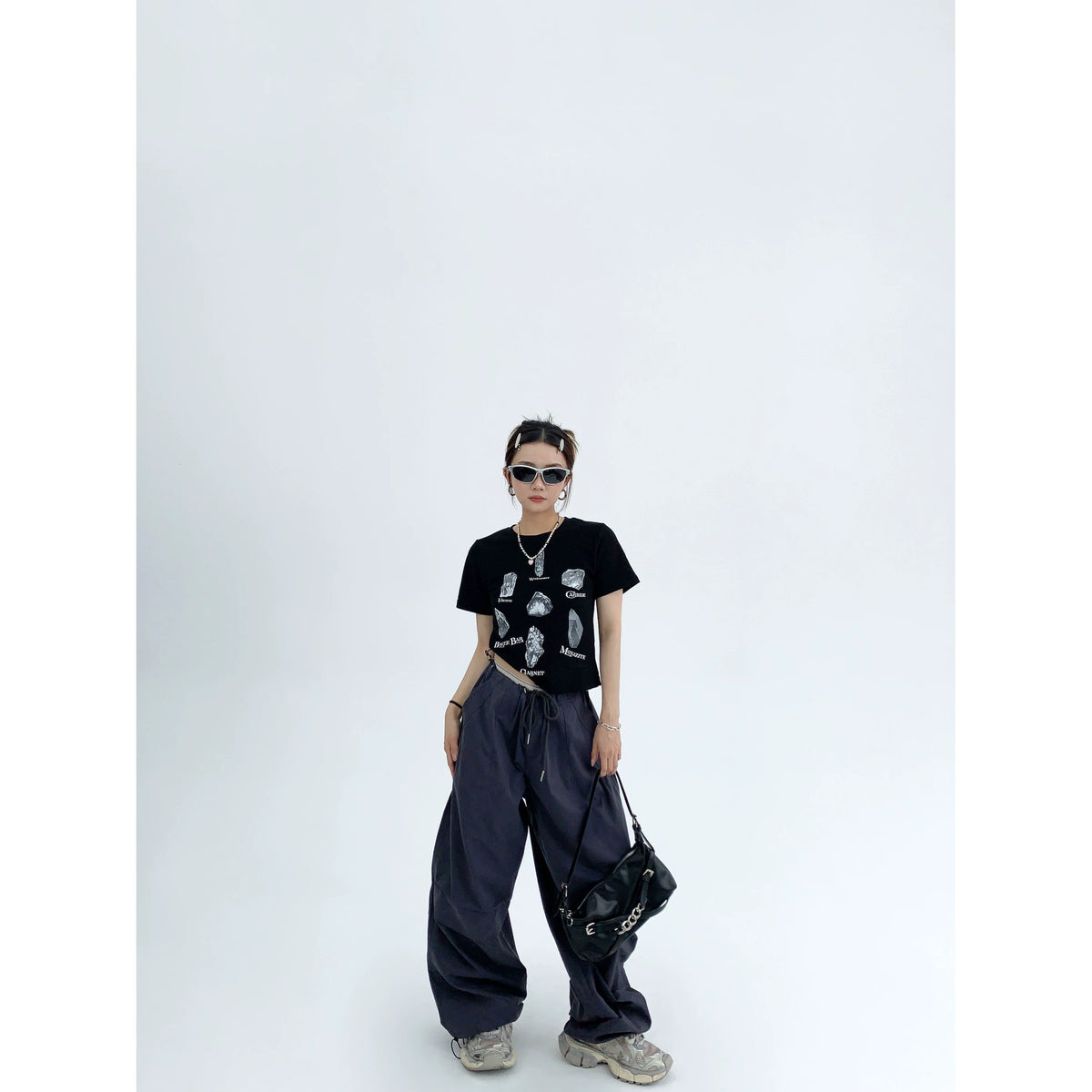 Drawstring Wide-Leg Workwear Pants