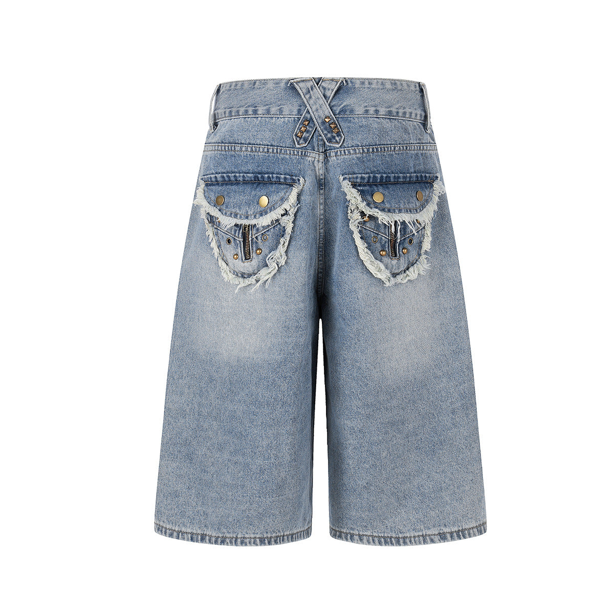 Fringe Studs Denim Jort