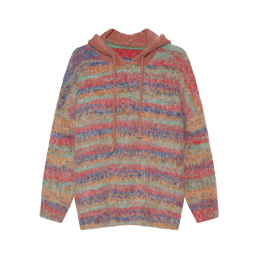 Retro Gradient Soft Hooded Sweater