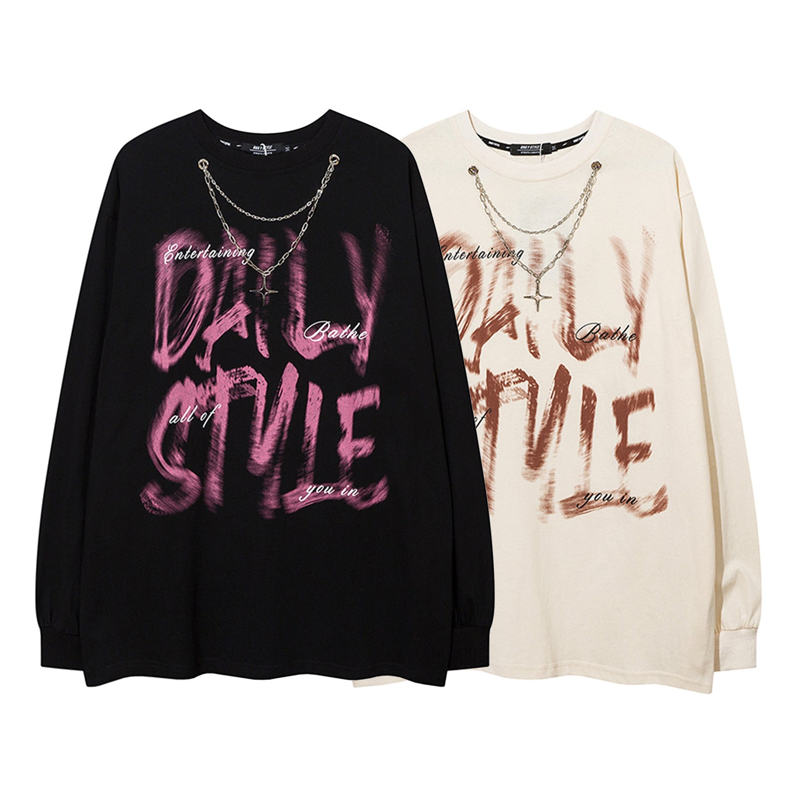 Necklace Letter Graffiti Fleece Sweatshirt