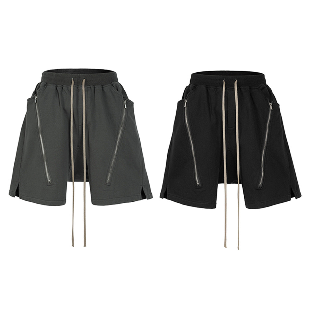 Drawstring Zipper Short Pants