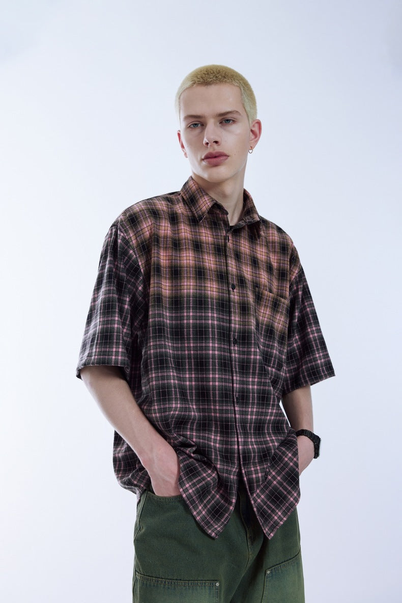 Plaid Oversized Gradient Heavyweight Shirt