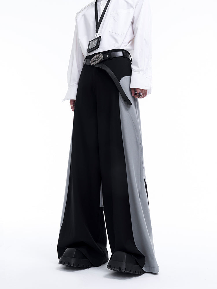 Contrast Color Tailored Jacket & Wide-leg Trousers Setup