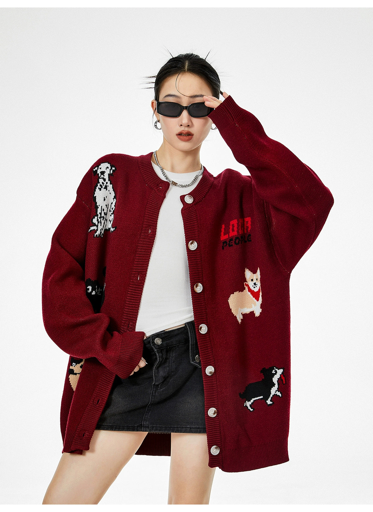 Holiday Printed Oversized Cardigan