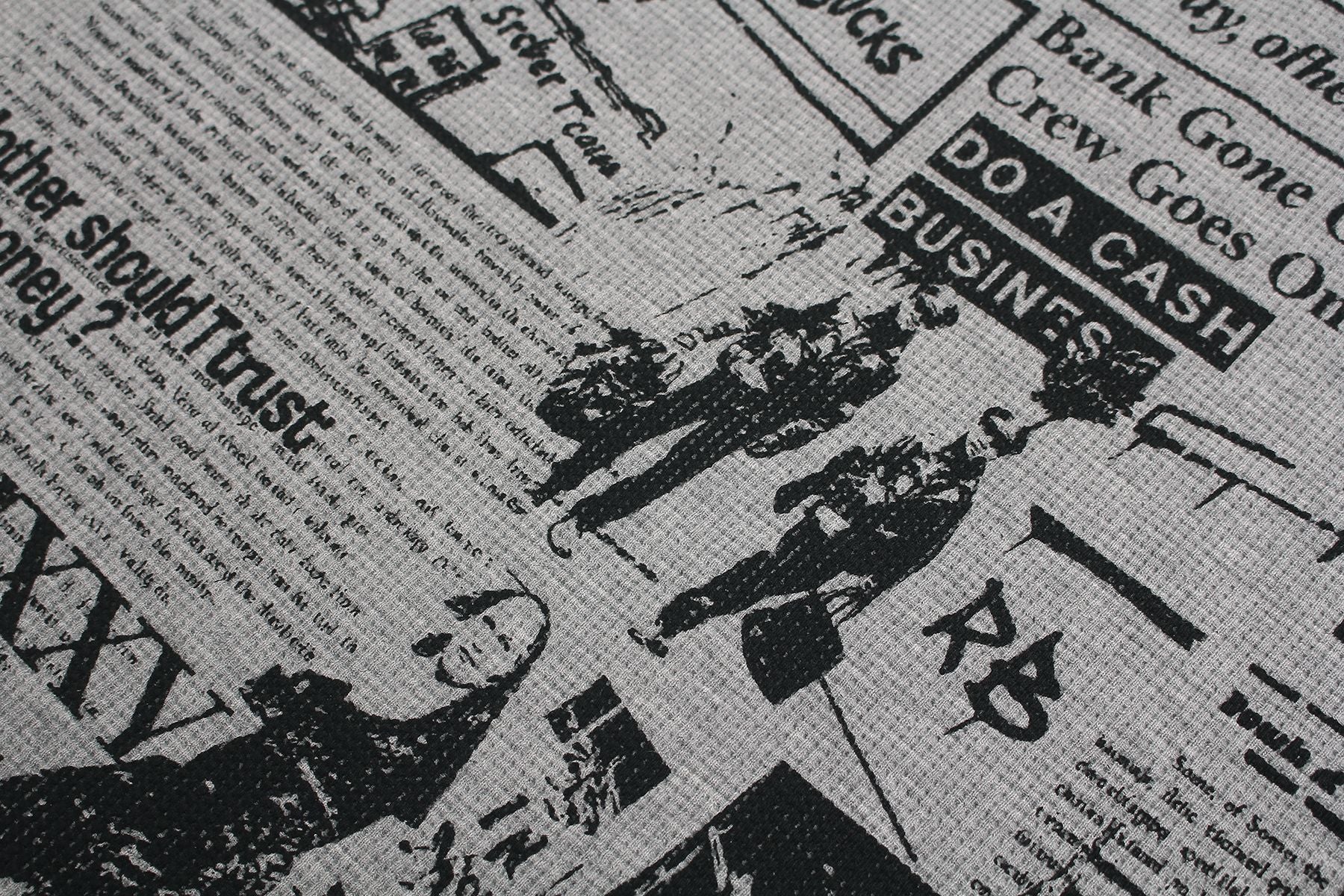 Waffle Newspaper Print Studs Short Sleeve T-Shirt