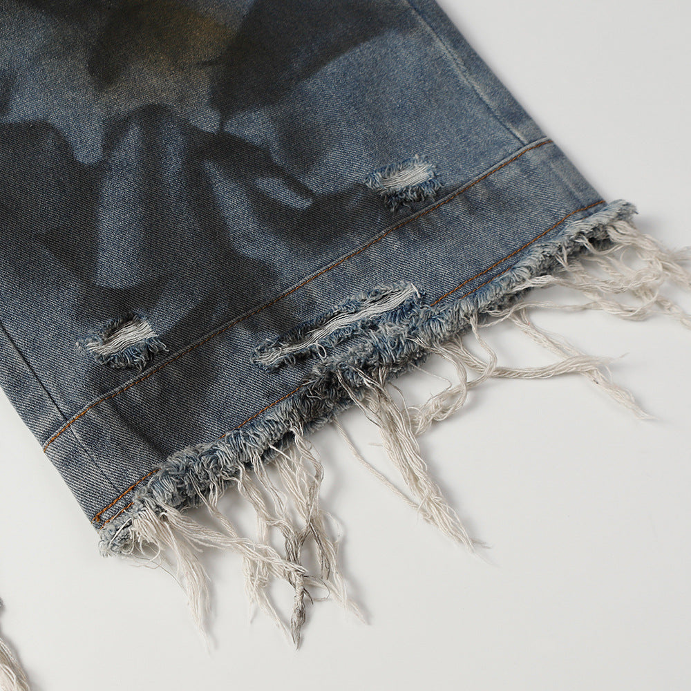 Wasteland Distressed Dirty denim Jort