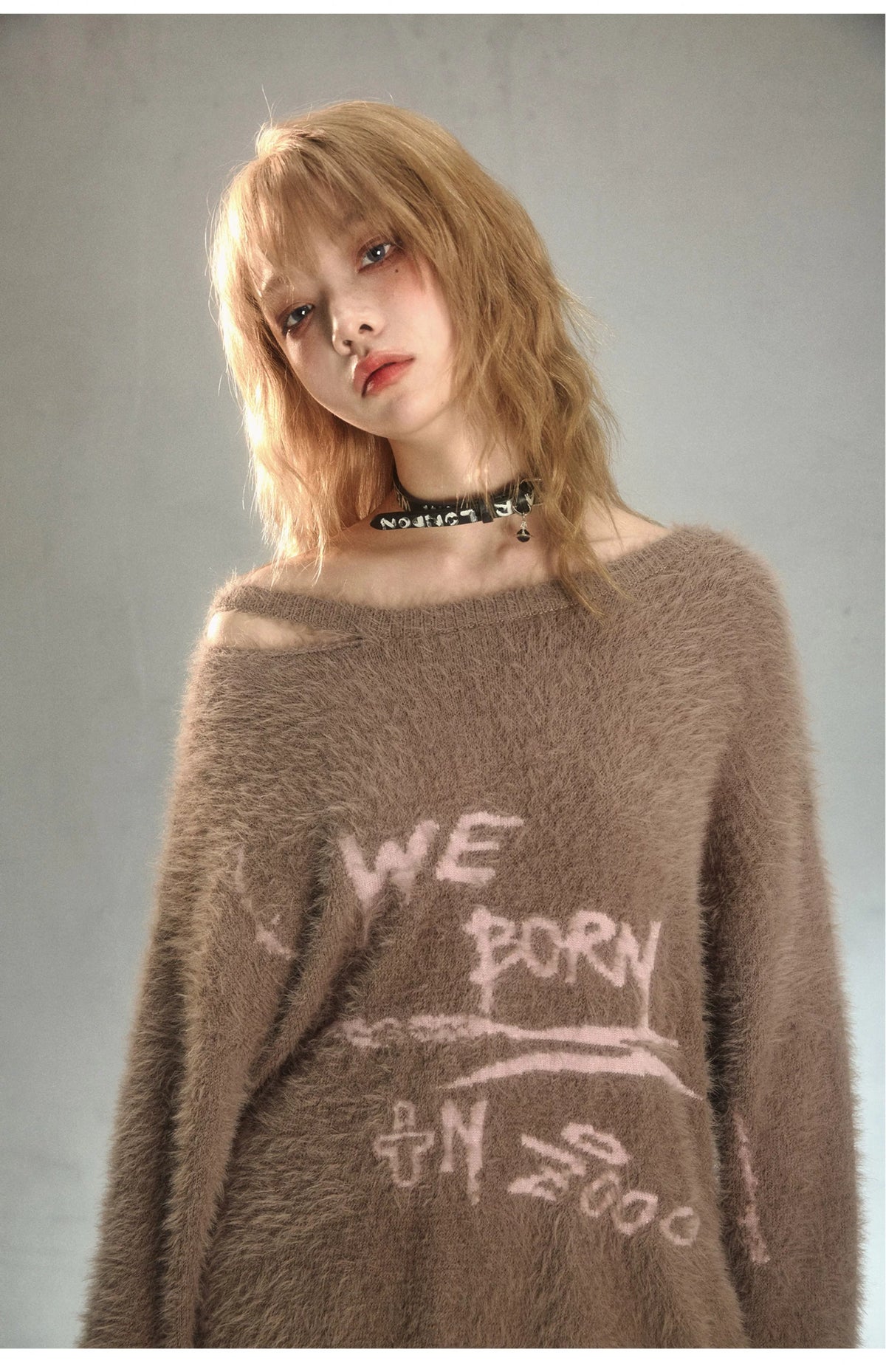 Graffiti Jacquard Oversize Pullover Knit Sweater
