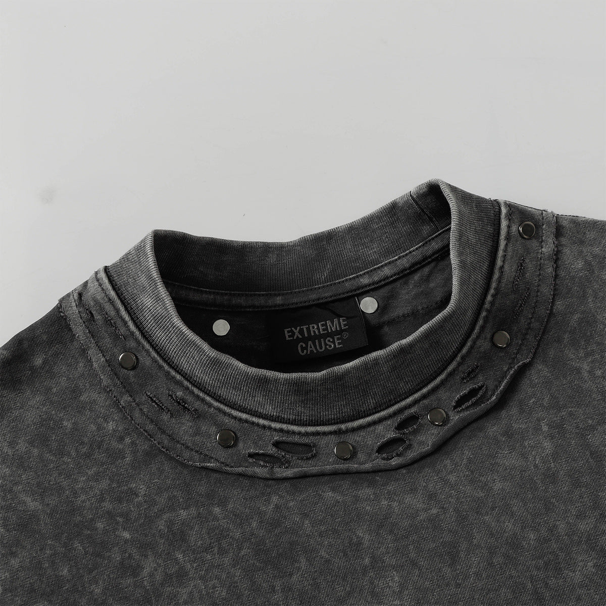 Heavy Washed Fade Stitching Short Sleeve T-Shirt