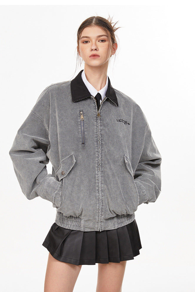 Retro Washed Cargo Denim Jacket
