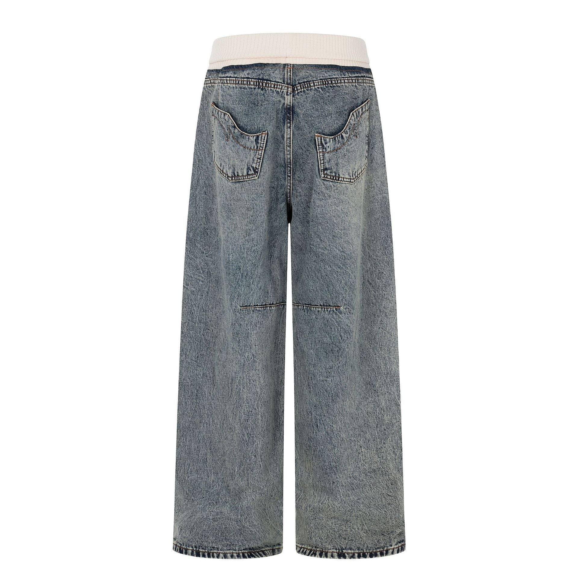 Deconstruction Patchwork Wide Leg Denim Jeans
