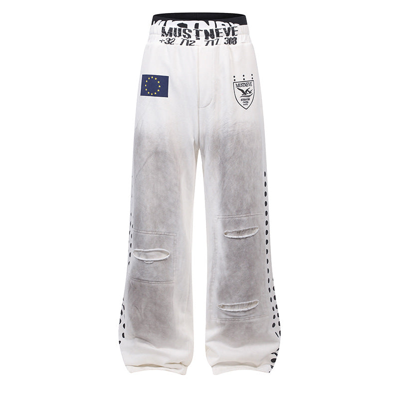 Dirty Washed Logo Print Zipper Hoodie & Dirty Washed Sweatpants Setup