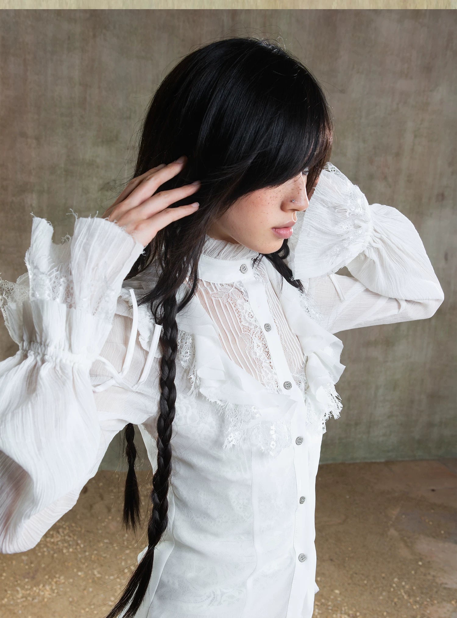 Sheer Chiffon Gothic Court Style Blouse