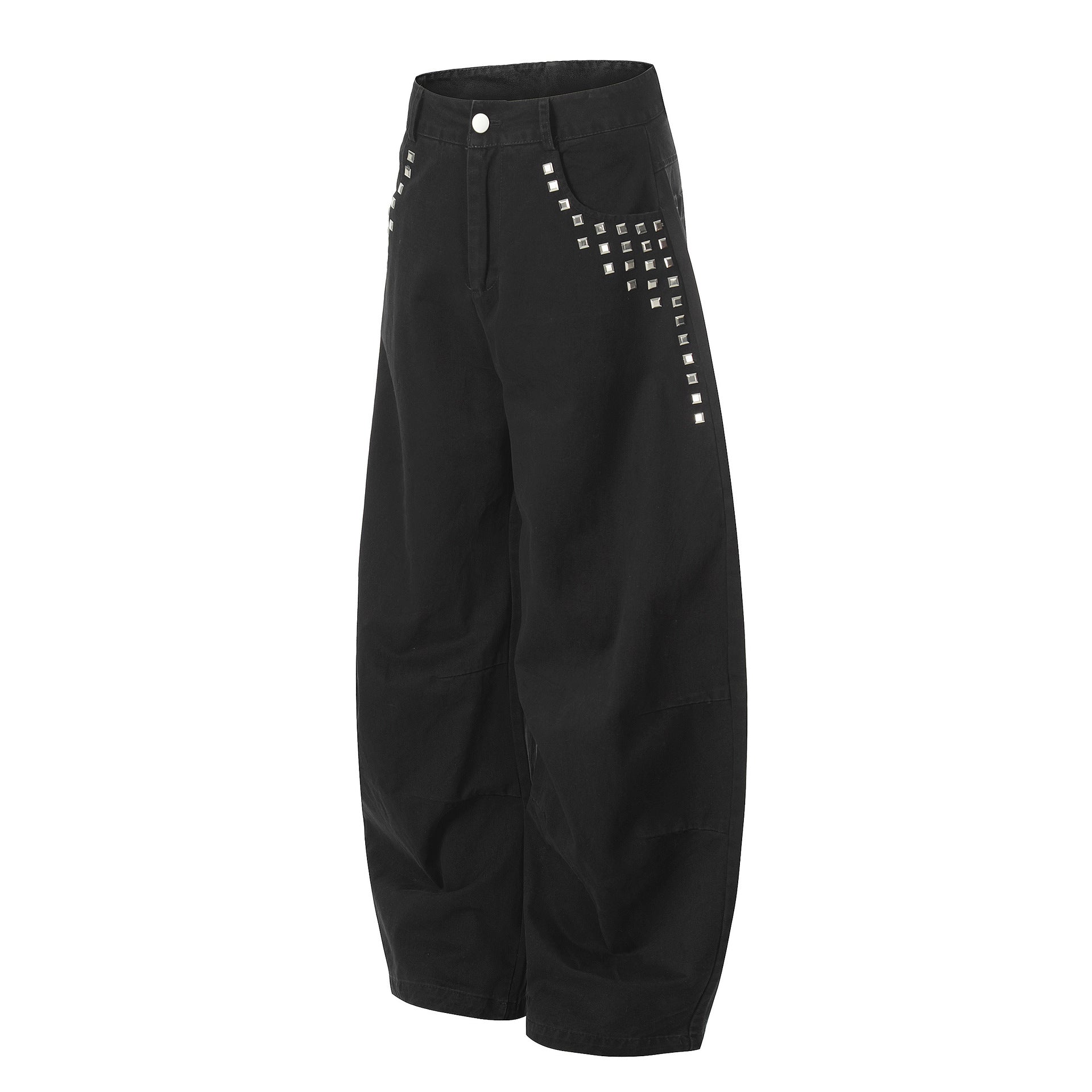 Rhinestone Curved Wide Leg Pants