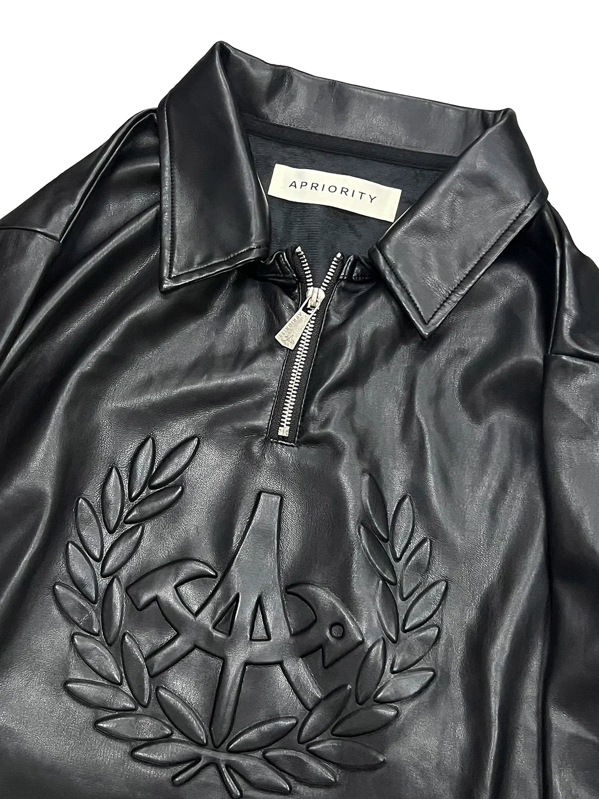 PU Leather Long Sleeve Polo Shirt