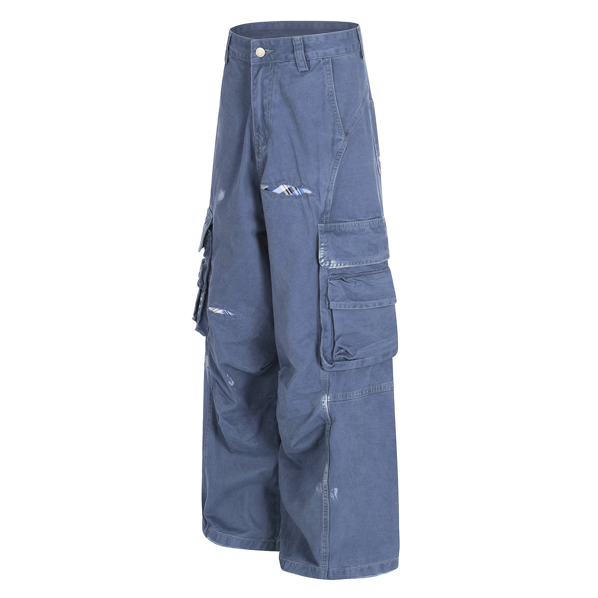 Damage Dirty Wide Leg Curved Cargo Pants