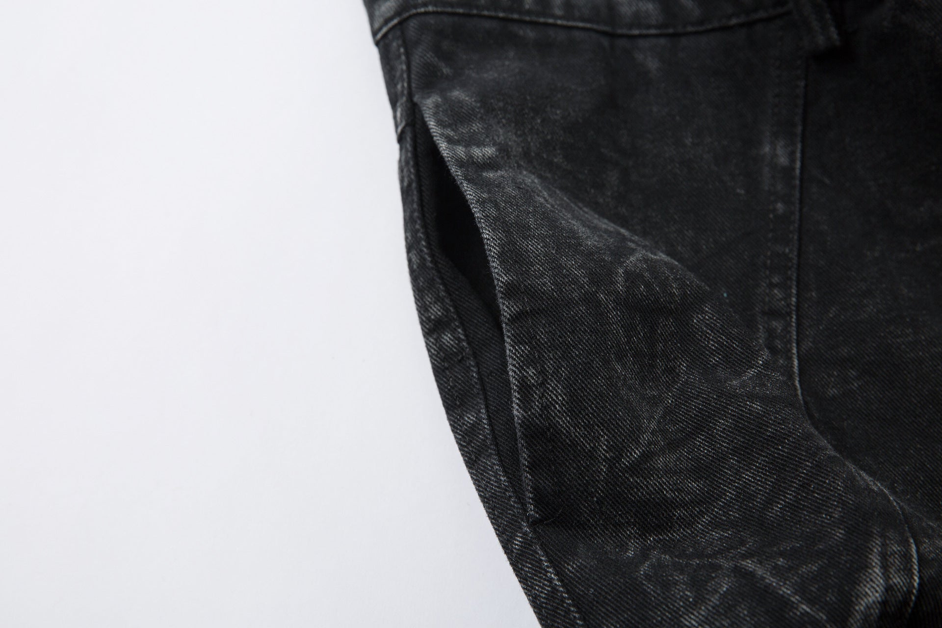 Washed Crinkle Button Fly Wide Leg Denim Jeans