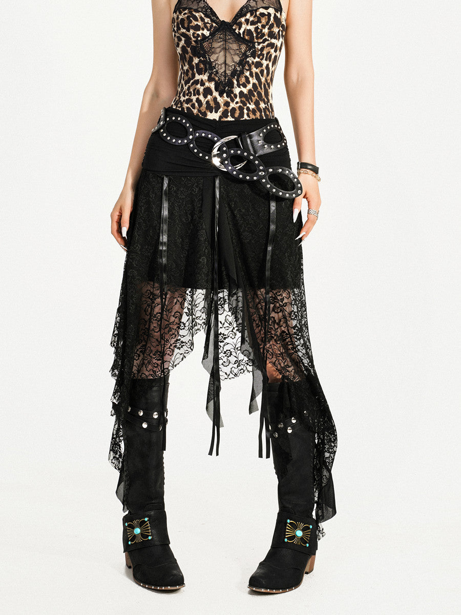 Cutout Ring PU Leather Furry Belt