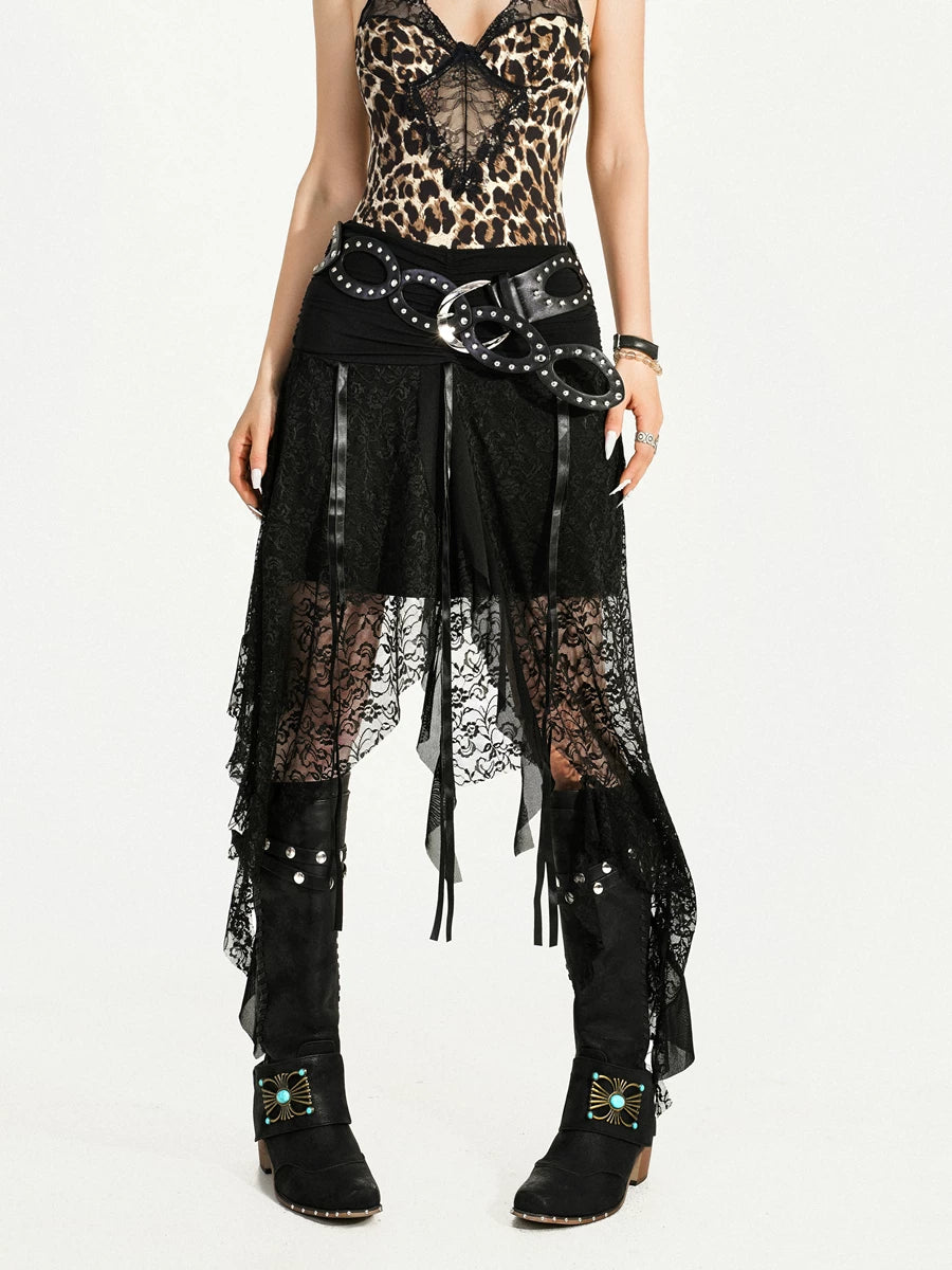 Cutout Ring PU Leather Furry Belt