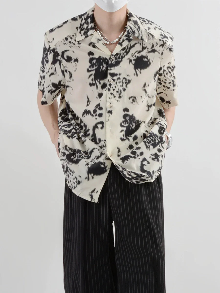 Floral Print Oversize Short Sleeve Shirt