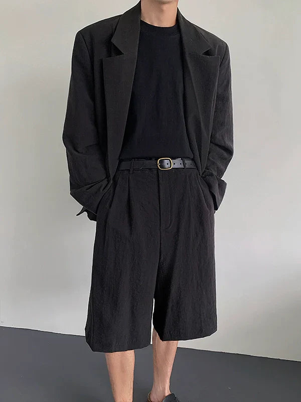 Button Closure Design Jacket & Plain Short Setup