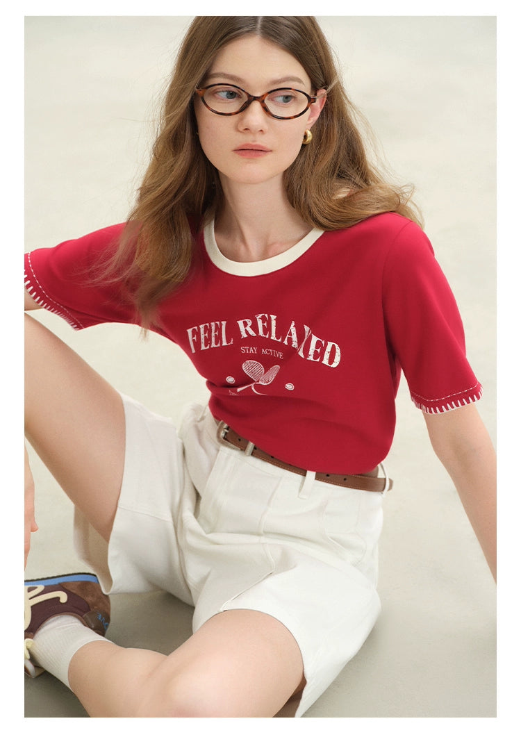 T-shirt cucita a contrasto retrò