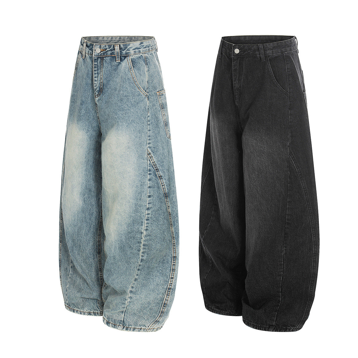 Washed Wide Leg Denim Jeans
