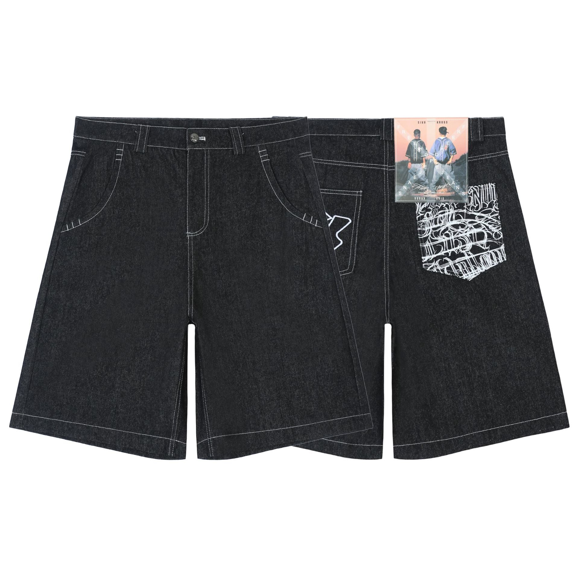 Heavyweight Raw Denim Embroidered Jort