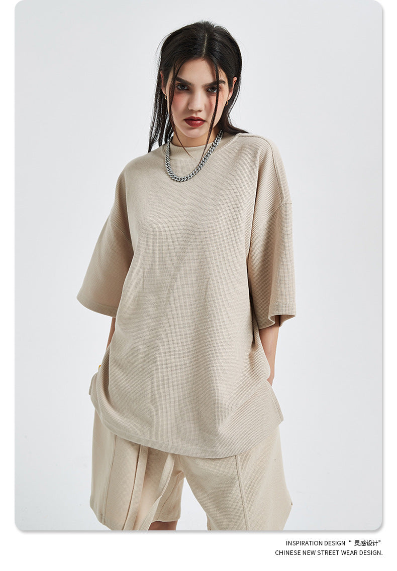 Oversize Waffle Short-sleeve T-shirt & Waffle Short Pants Setup