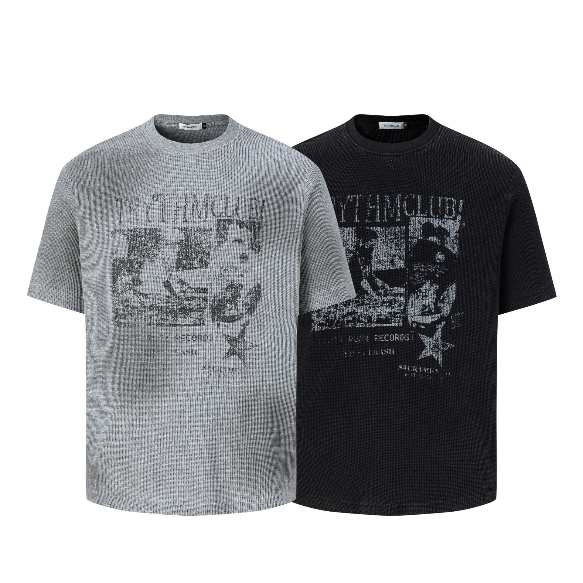 Graphic Print Rib Knit Short Sleeve T-Shirt
