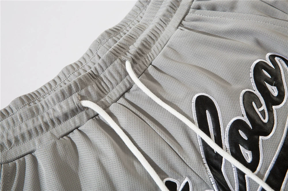 Letter Embroidered Basketball Shorts